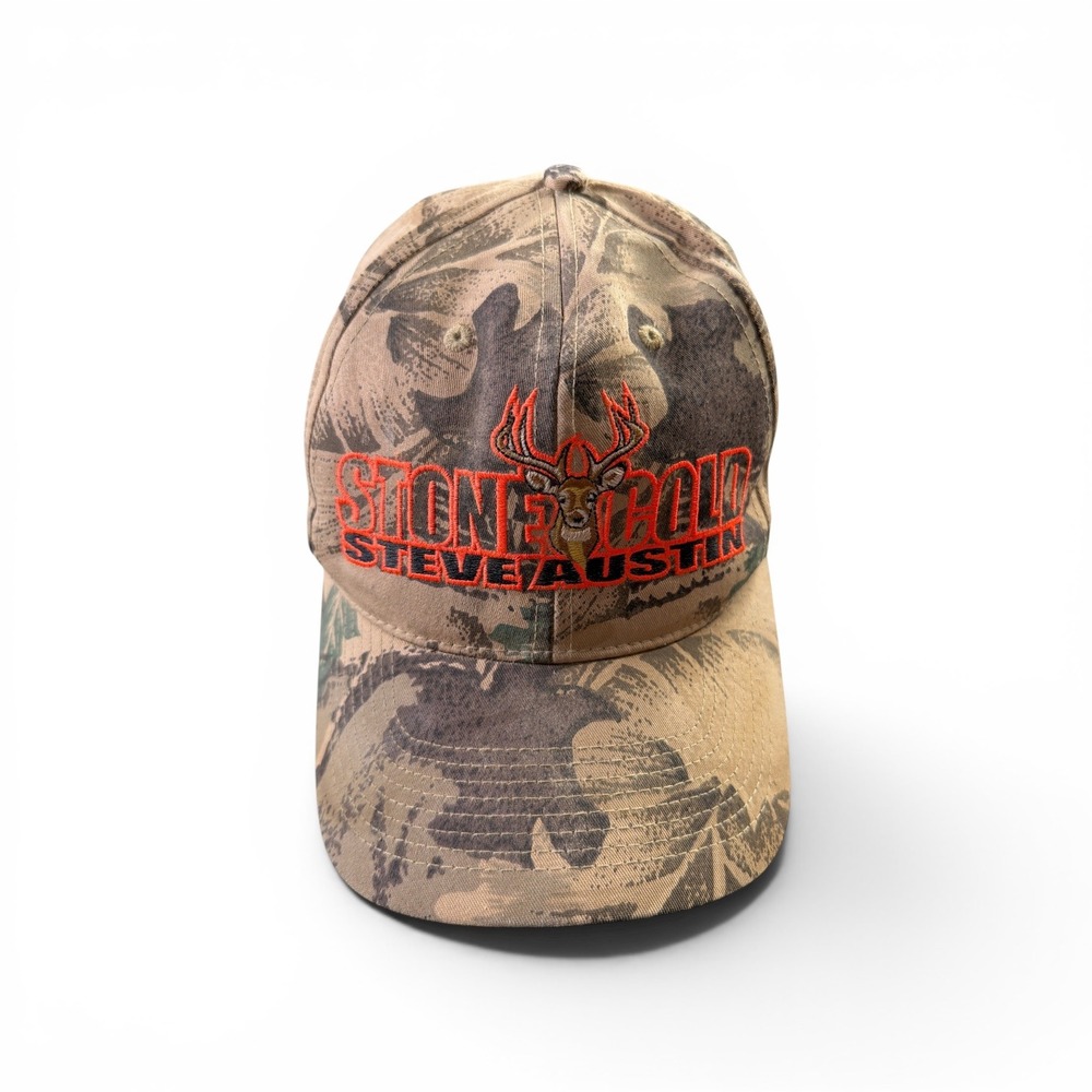 Vintage 2000 WWF Stone Cold Steve Austin Camo Deer Snapback Hat Attitude Era Cap